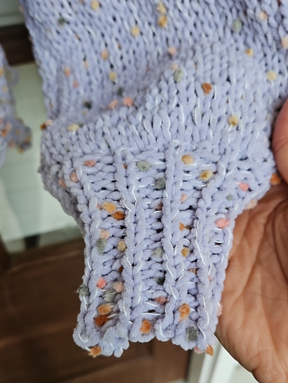 NWT! POL Confetti Distressed Lavender Open-Knit Distressed Turtleneck Sweater - Picture 5 of 7